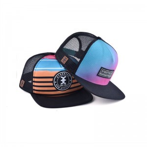 Customised Most Popular Vintage Youth Oem Custom Flat Brim Sublimation Trucker Hat