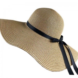 Women Broad Brim Beach Hat Bowknot Summer Sun Hat Foldable Straw Hat