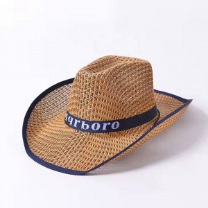 Custom Men Unisex Uv Cowboy Wide Brim Strawl Sunhat Farmer Straw Hats