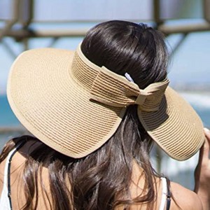 Casual Foldable Summer Beach Cap Floppy Wide Brim Bowknot Straw Hats Women Sun Visors Straw Hat