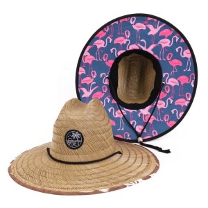 High Quality Designer Fashion Wholesale Summer Spring Custom Lifeguard Sun-proof Straw Beach Hat With Big Brim