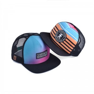 Customised Most Popular Vintage Youth Oem Custom Flat Brim Sublimation Trucker Hat